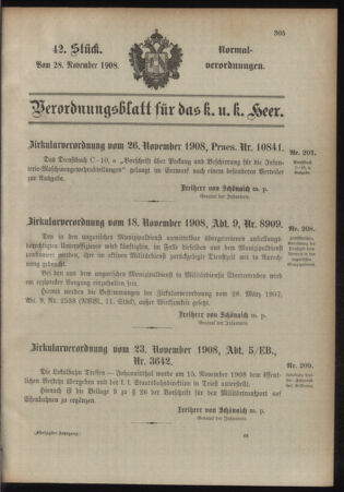 Verordnungsblatt für das Kaiserlich-Königliche Heer 19081128 Seite: 1