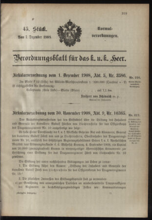 Verordnungsblatt für das Kaiserlich-Königliche Heer 19081207 Seite: 1