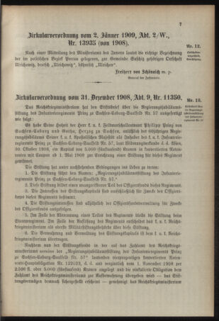 Verordnungsblatt für das Kaiserlich-Königliche Heer 19090108 Seite: 7