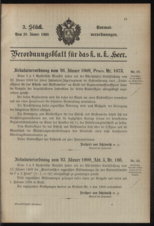 Verordnungsblatt für das Kaiserlich-Königliche Heer 19090128 Seite: 1