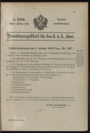 Verordnungsblatt für das Kaiserlich-Königliche Heer 19090208 Seite: 1