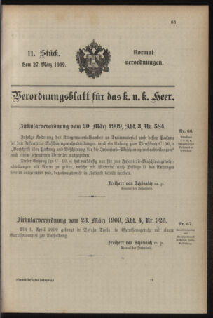 Verordnungsblatt für das Kaiserlich-Königliche Heer 19090327 Seite: 1