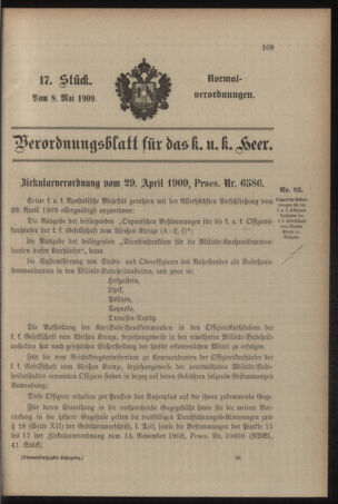 Verordnungsblatt für das Kaiserlich-Königliche Heer 19090508 Seite: 13