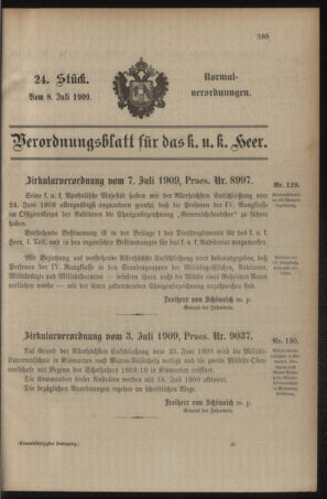 Verordnungsblatt für das Kaiserlich-Königliche Heer 19090708 Seite: 1