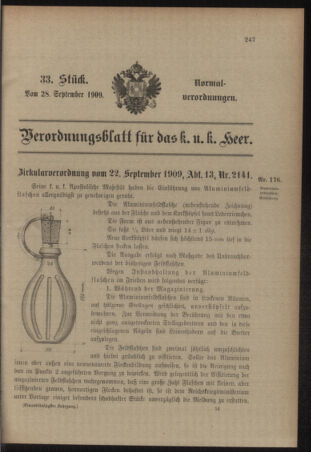 Verordnungsblatt für das Kaiserlich-Königliche Heer 19090928 Seite: 1