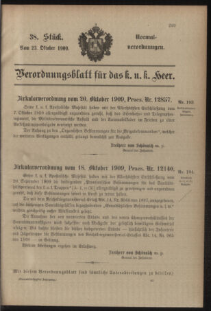 Verordnungsblatt für das Kaiserlich-Königliche Heer