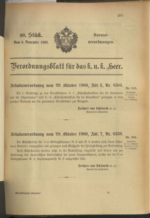 Verordnungsblatt für das Kaiserlich-Königliche Heer 19091108 Seite: 1