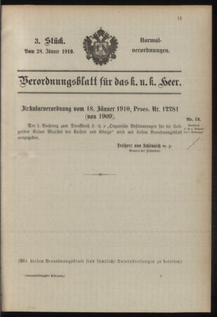 Verordnungsblatt für das Kaiserlich-Königliche Heer 19100128 Seite: 1