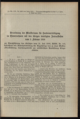 Verordnungsblatt für das Kaiserlich-Königliche Heer 19100208 Seite: 11