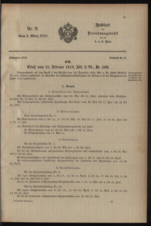 Verordnungsblatt für das Kaiserlich-Königliche Heer 19100302 Seite: 1