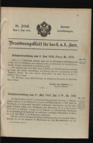 Verordnungsblatt für das Kaiserlich-Königliche Heer