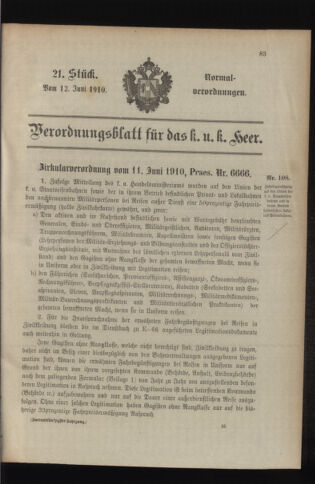 Verordnungsblatt für das Kaiserlich-Königliche Heer