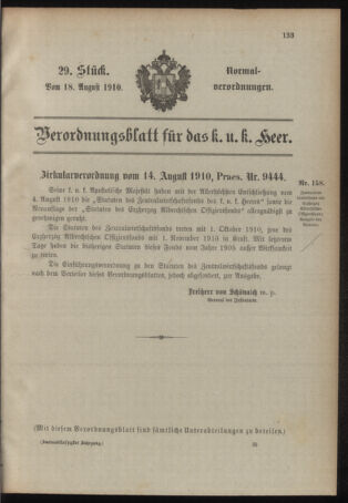 Verordnungsblatt für das Kaiserlich-Königliche Heer 19100818 Seite: 1