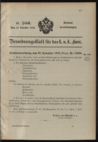 Verordnungsblatt für das Kaiserlich-Königliche Heer 19101129 Seite: 5