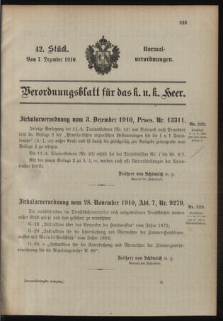 Verordnungsblatt für das Kaiserlich-Königliche Heer 19101207 Seite: 1