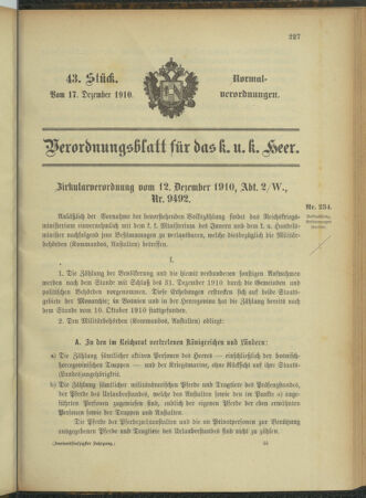 Verordnungsblatt für das Kaiserlich-Königliche Heer 19101217 Seite: 1