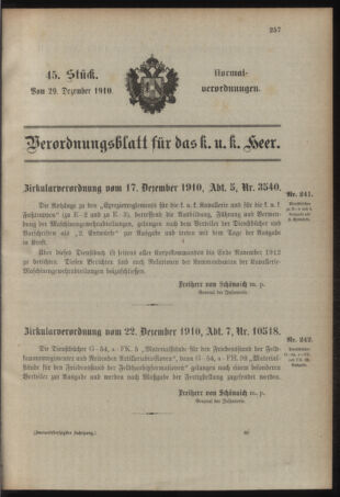 Verordnungsblatt für das Kaiserlich-Königliche Heer 19101229 Seite: 1