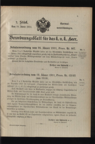 Verordnungsblatt für das Kaiserlich-Königliche Heer 19110118 Seite: 1