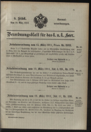 Verordnungsblatt für das Kaiserlich-Königliche Heer 19110318 Seite: 1