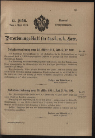 Verordnungsblatt für das Kaiserlich-Königliche Heer 19110408 Seite: 1