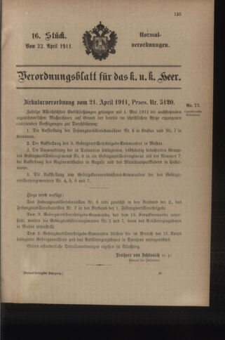 Verordnungsblatt für das Kaiserlich-Königliche Heer 19110422 Seite: 1