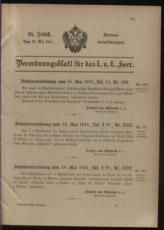 Verordnungsblatt für das Kaiserlich-Königliche Heer 19110529 Seite: 1