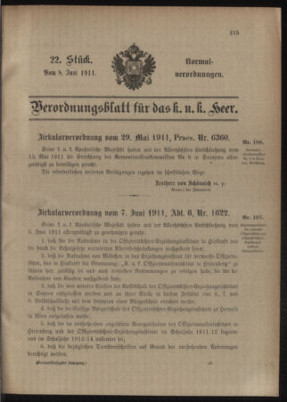 Verordnungsblatt für das Kaiserlich-Königliche Heer 19110608 Seite: 31