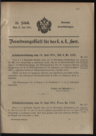 Verordnungsblatt für das Kaiserlich-Königliche Heer 19110617 Seite: 1