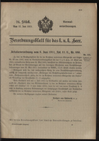 Verordnungsblatt für das Kaiserlich-Königliche Heer 19110617 Seite: 23