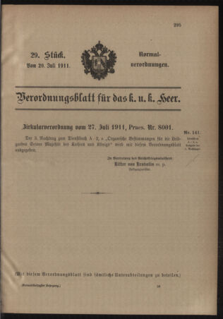 Verordnungsblatt für das Kaiserlich-Königliche Heer 19110729 Seite: 5