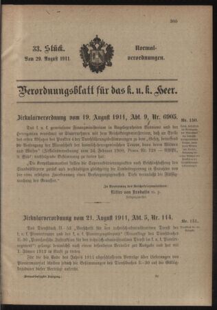 Verordnungsblatt für das Kaiserlich-Königliche Heer 19110829 Seite: 1