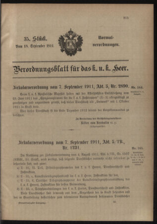 Verordnungsblatt für das Kaiserlich-Königliche Heer 19110918 Seite: 1