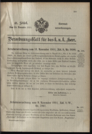 Verordnungsblatt für das Kaiserlich-Königliche Heer 19111118 Seite: 1