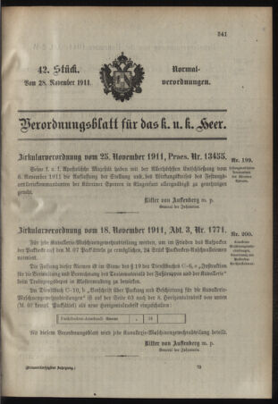 Verordnungsblatt für das Kaiserlich-Königliche Heer 19111128 Seite: 1