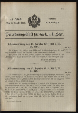 Verordnungsblatt für das Kaiserlich-Königliche Heer 19111218 Seite: 1