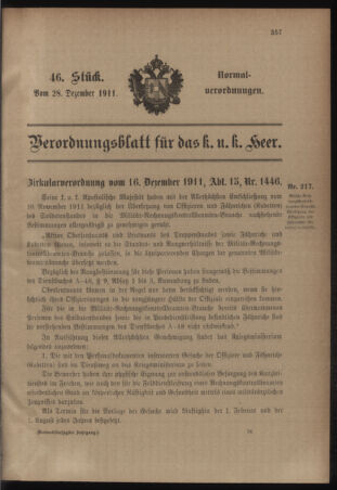 Verordnungsblatt für das Kaiserlich-Königliche Heer 19111228 Seite: 1