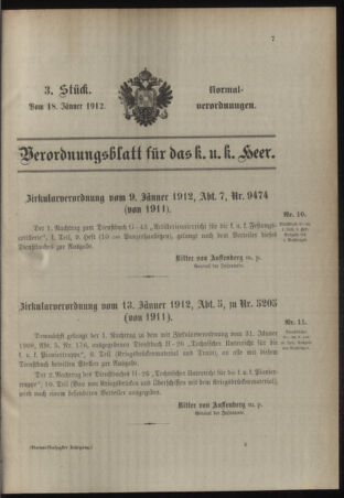 Verordnungsblatt für das Kaiserlich-Königliche Heer 19120118 Seite: 1