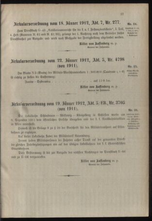 Verordnungsblatt für das Kaiserlich-Königliche Heer 19120129 Seite: 7