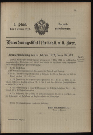 Verordnungsblatt für das Kaiserlich-Königliche Heer 19120208 Seite: 1