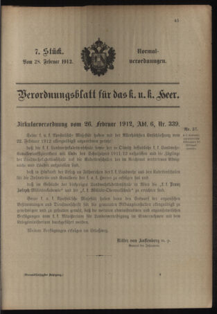 Verordnungsblatt für das Kaiserlich-Königliche Heer 19120228 Seite: 1