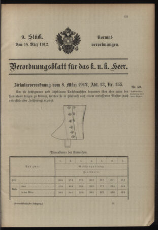 Verordnungsblatt für das Kaiserlich-Königliche Heer 19120318 Seite: 1