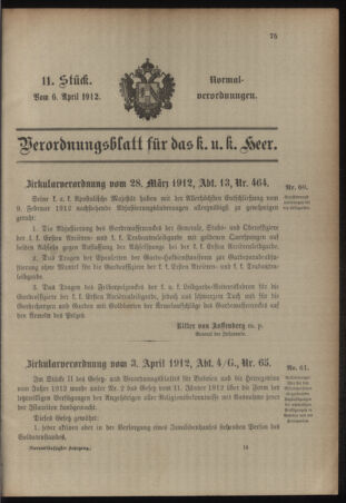 Verordnungsblatt für das Kaiserlich-Königliche Heer 19120406 Seite: 1