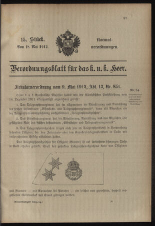 Verordnungsblatt für das Kaiserlich-Königliche Heer 19120518 Seite: 1