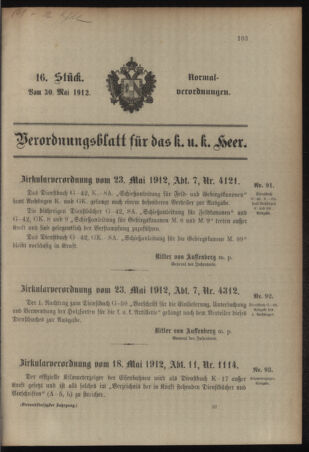 Verordnungsblatt für das Kaiserlich-Königliche Heer