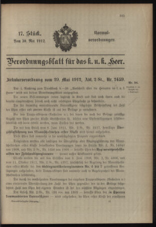 Verordnungsblatt für das Kaiserlich-Königliche Heer 19120530 Seite: 3