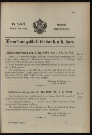 Verordnungsblatt für das Kaiserlich-Königliche Heer