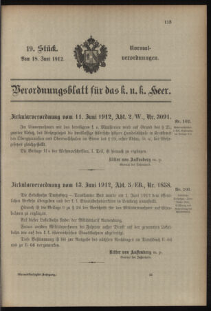 Verordnungsblatt für das Kaiserlich-Königliche Heer 19120618 Seite: 1