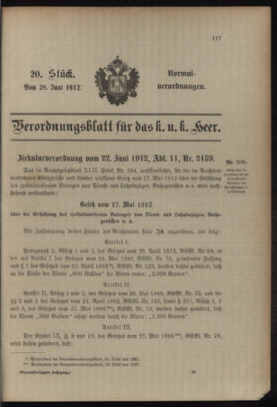 Verordnungsblatt für das Kaiserlich-Königliche Heer 19120628 Seite: 1