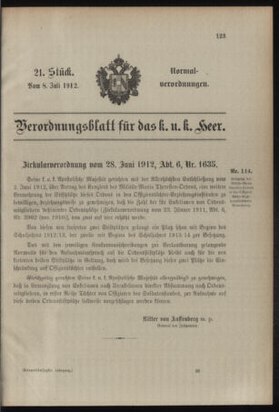 Verordnungsblatt für das Kaiserlich-Königliche Heer 19120708 Seite: 1