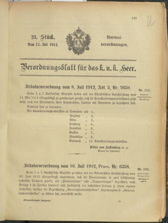 Verordnungsblatt für das Kaiserlich-Königliche Heer 19120712 Seite: 79